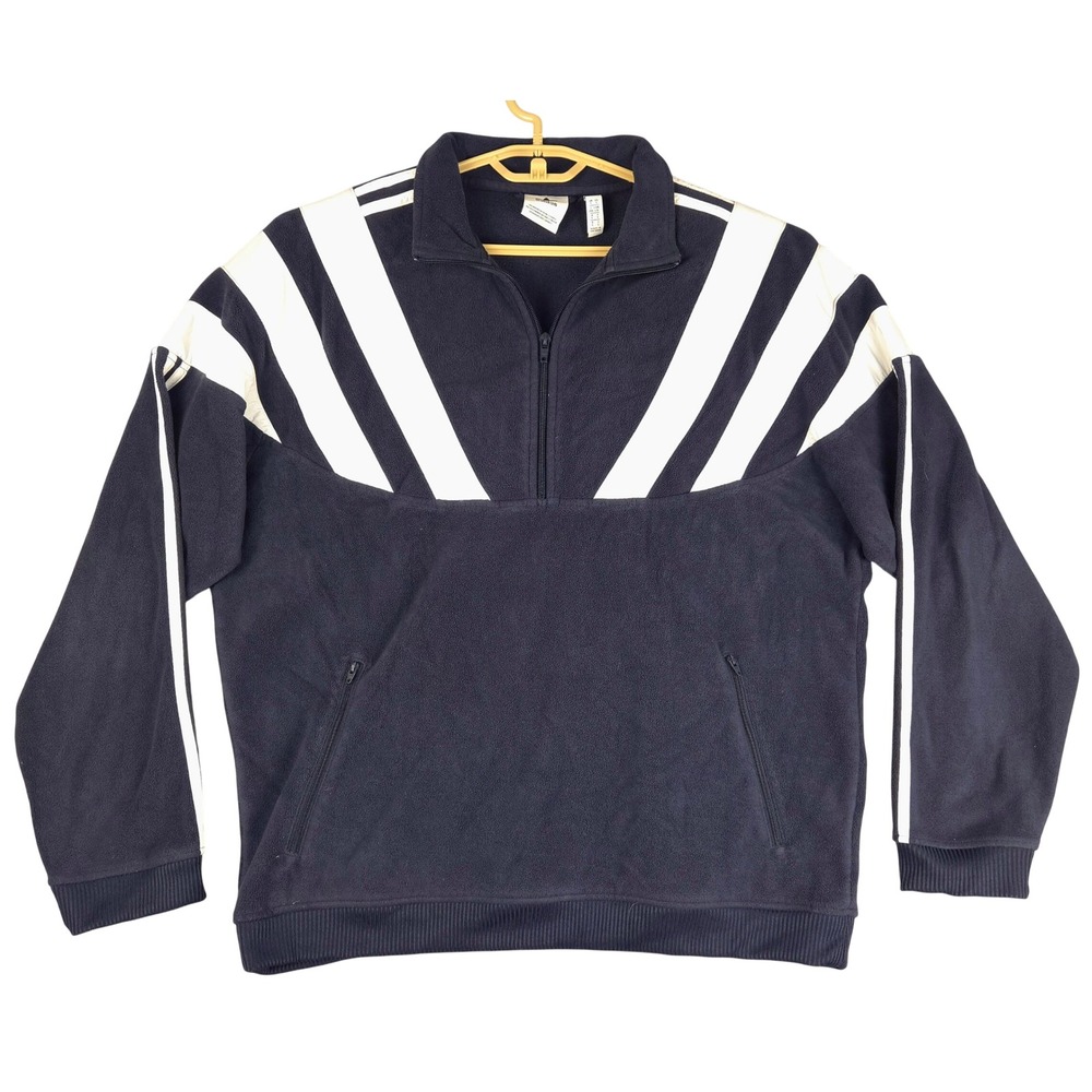 Adidas Originals Retro Balanta Mens Navy Blue 1/4 Zip Fleece Pullover EE2343 L